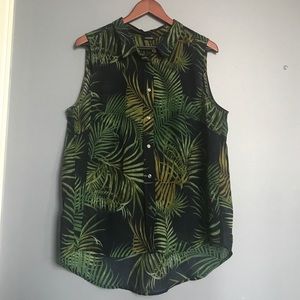 palm tree sleeveless blouse